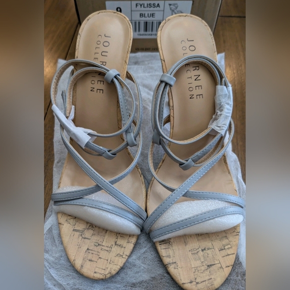 Journee Collection Shoes - JOURNEE COLLECTION Womens Bluish-Gray Fylissa Open Toe Stiletto Heeled Sandal 9M